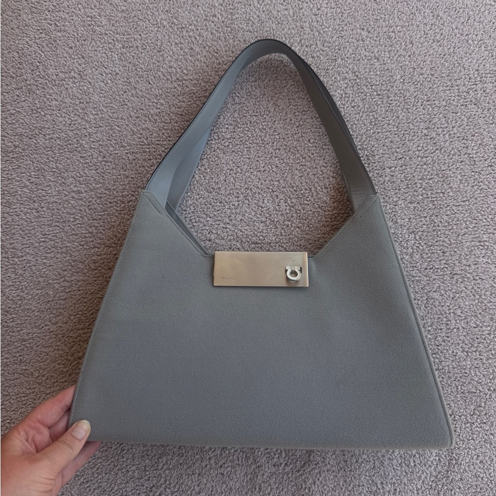 Vintage Ferragamo Grey Suede Shoulder Bag - Never used purse